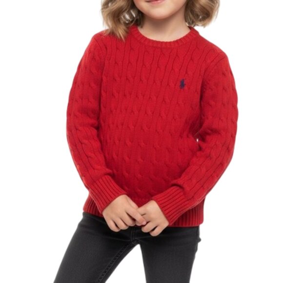 Polo Ralph Lauren red cable knit pullover crewneck sweater size 5 - Picture 1 of 5